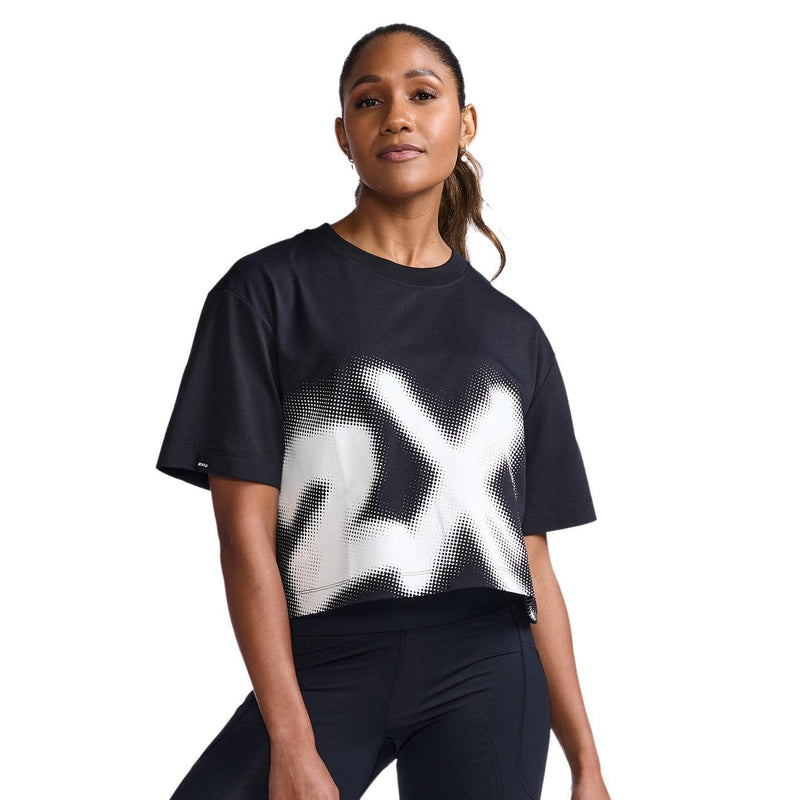 Load image into Gallery viewer, 2XU Form Crop Tee-Black/White - MADOVERBIKING
