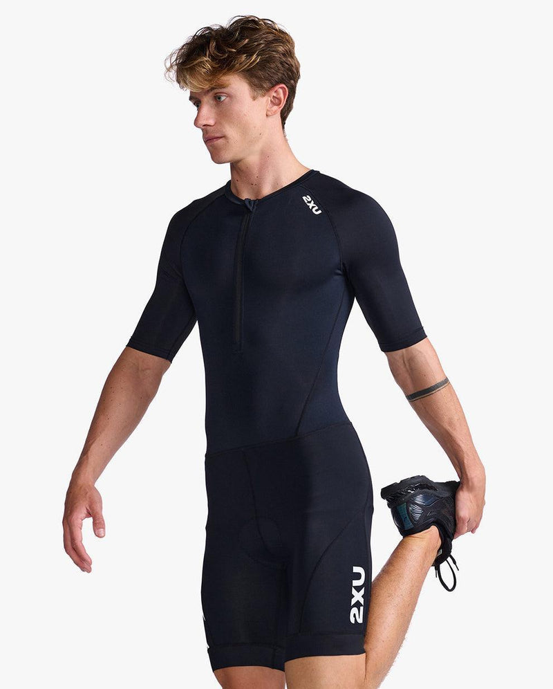 Load image into Gallery viewer, 2XU Men Core Sleeved Trisuit-Black/White - MADOVERBIKING
