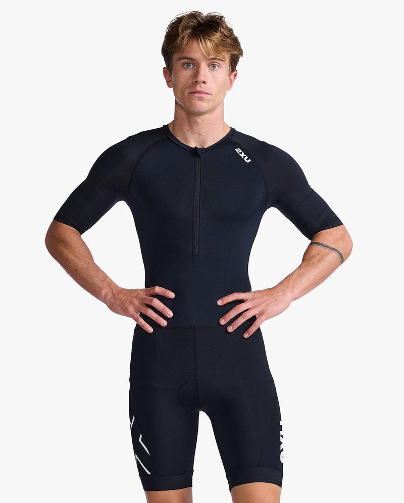 Load image into Gallery viewer, 2XU Men Core Sleeved Trisuit-Black/White - MADOVERBIKING
