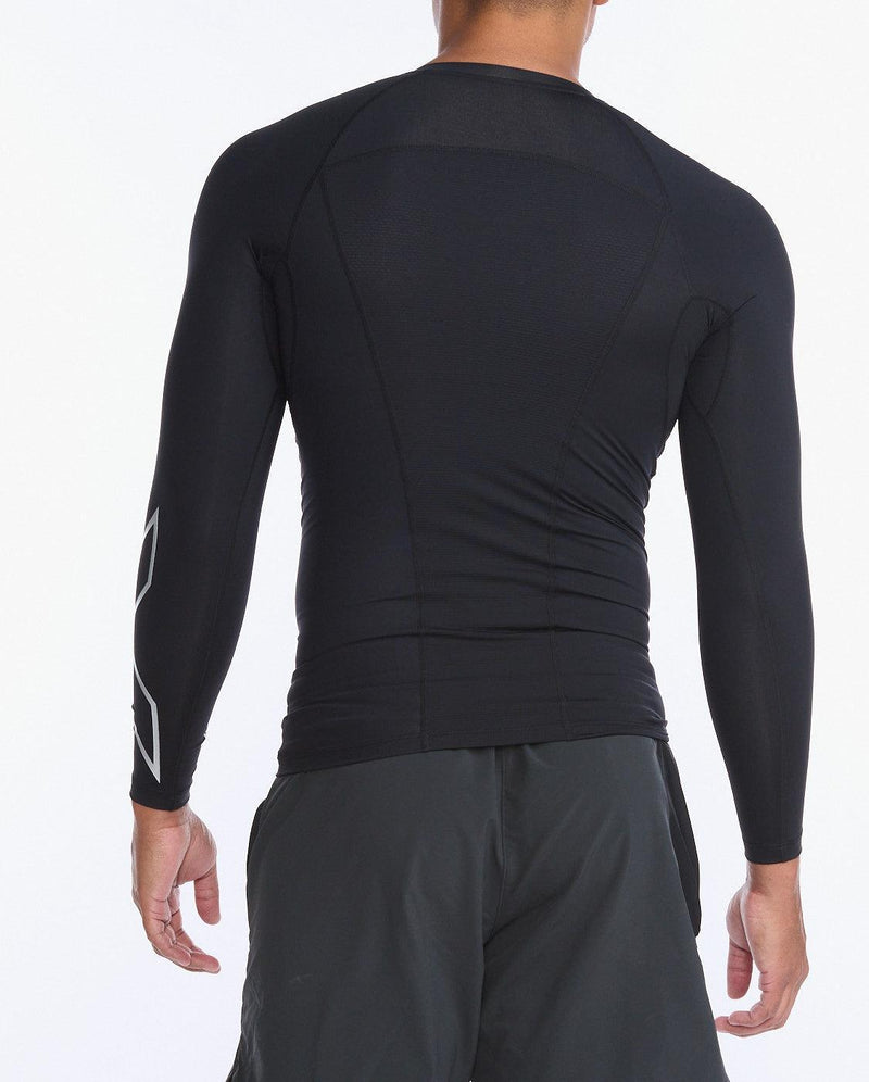 Load image into Gallery viewer, 2XU Mens Core Compression Long Sleeve - (Black/Silver) - MADOVERBIKING
