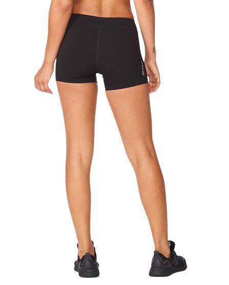 2XU Women Fitness Comp 4 Inch Shorts - (Black/Silver) - MADOVERBIKING