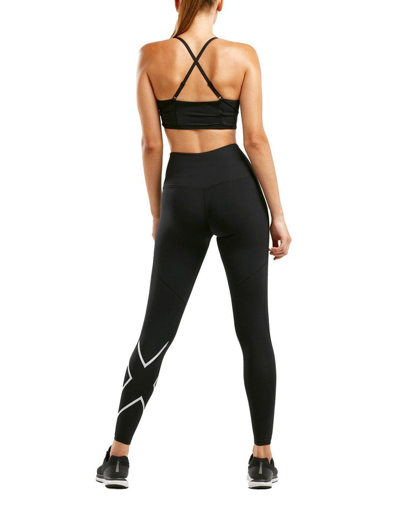 Load image into Gallery viewer, 2XU Women Hi-Rise Compression Tights - (Black/Silver) - MADOVERBIKING
