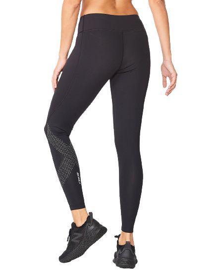 Load image into Gallery viewer, 2XU Women Mid-Rise Compression Tight-Black/Dotted Reflective Logo - MADOVERBIKING
