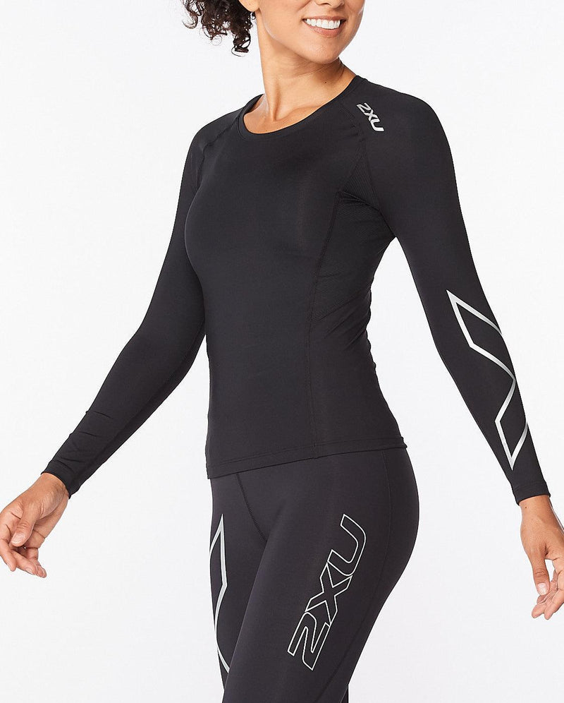 Load image into Gallery viewer, 2XU Womens Core Compression Long Sleeve - (Black/Silver) - MADOVERBIKING
