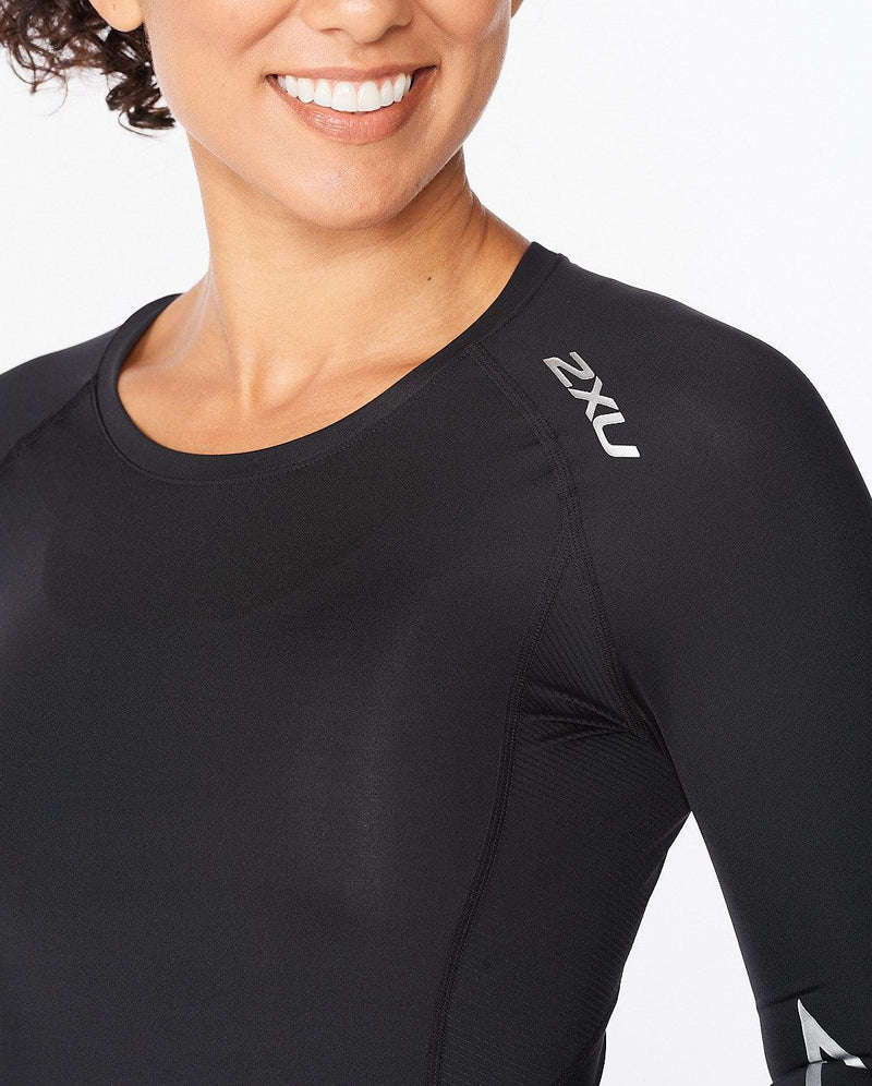 Load image into Gallery viewer, 2XU Womens Core Compression Long Sleeve - (Black/Silver) - MADOVERBIKING
