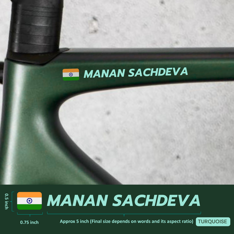 Load image into Gallery viewer, Premium Cyclist Name Sticker Decal with Indian Flag (set of 2) - MADOVERBIKING -  MADOVERBIKING
