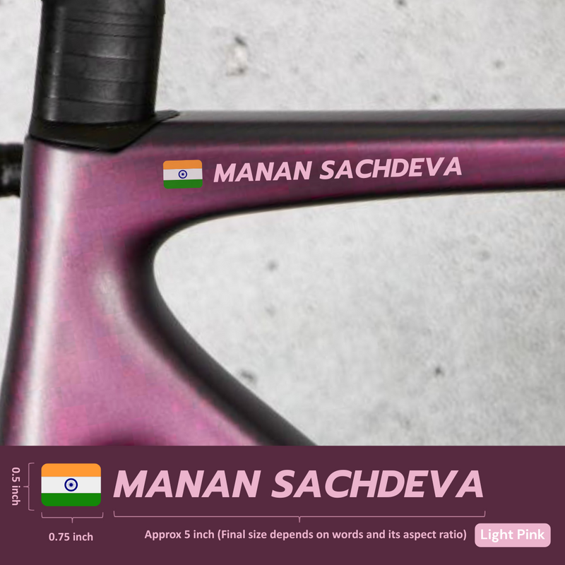Load image into Gallery viewer, Premium Cyclist Name Sticker Decal with Indian Flag (set of 2) - MADOVERBIKING -  MADOVERBIKING
