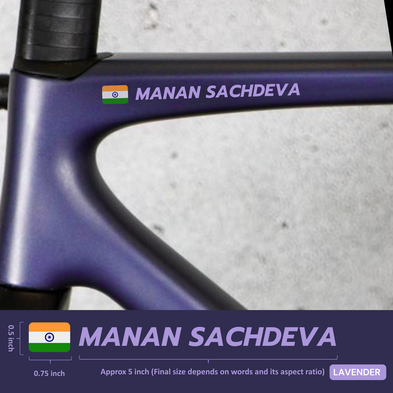 Load image into Gallery viewer, Premium Cyclist Name Sticker Decal with Indian Flag (set of 2) - MADOVERBIKING -  MADOVERBIKING
