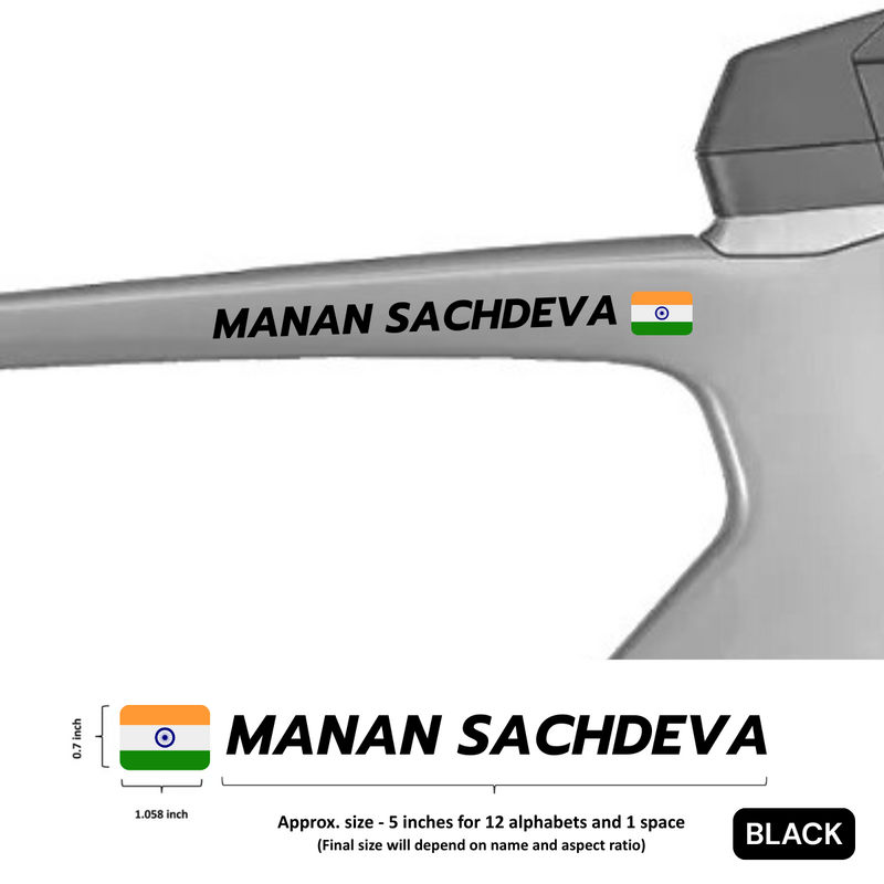 Load image into Gallery viewer, Premium Cyclist Name Sticker Decal with Indian Flag (set of 2) - MADOVERBIKING -  MADOVERBIKING
