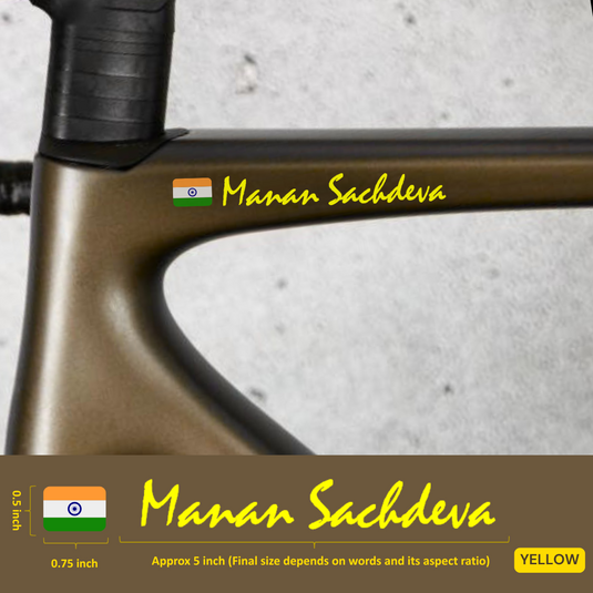Premium Cyclist Name Sticker Decal with Indian Flag (set of 2) - MADOVERBIKING -  MADOVERBIKING