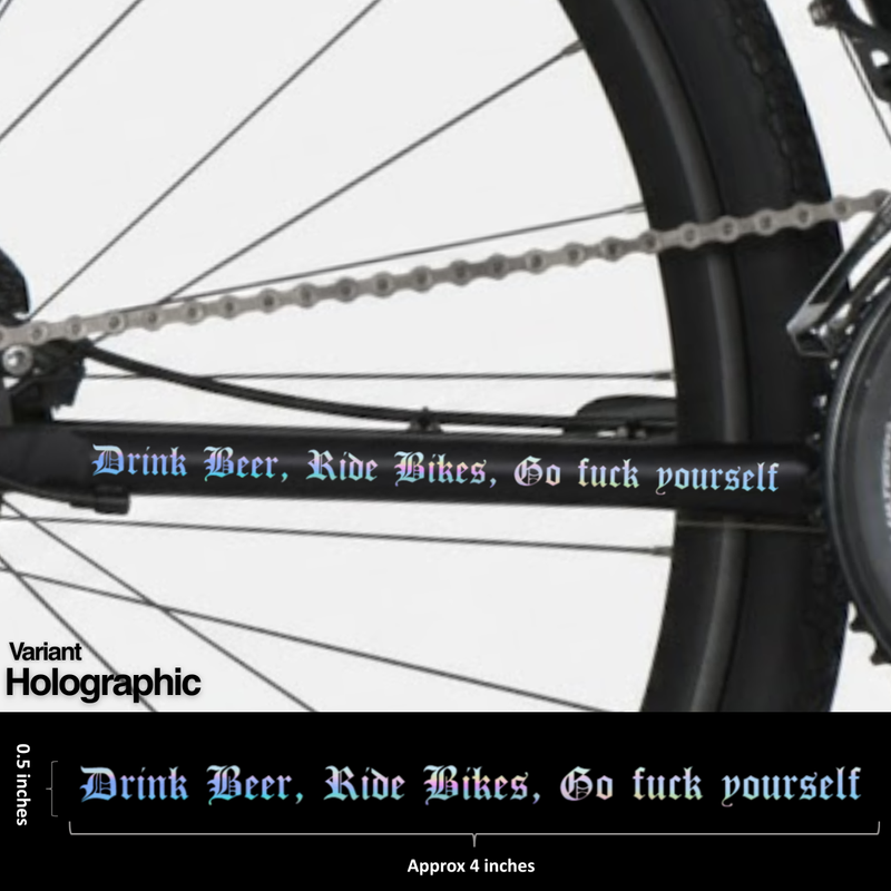 Load image into Gallery viewer, DRINK BEER RIDE BIKES GO F**K YOURSELF VINYL DECAL | OLD ENGLISH STYLE (SET OF 2)
