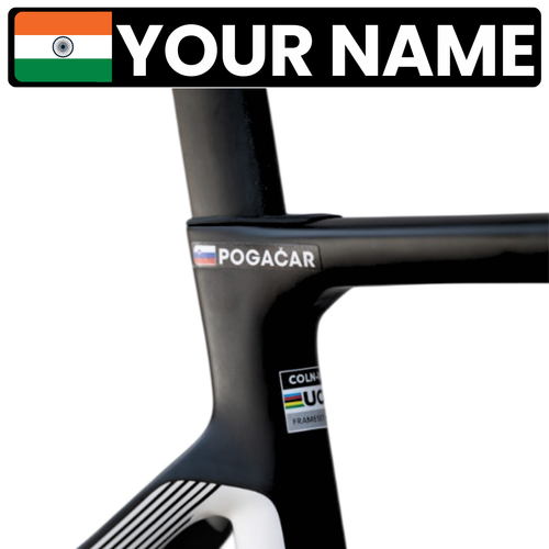Tour De France Rider Name Sticker with Indian Flag - Customized (Set of 2) MADOVERBIKING MADOVERBIKING