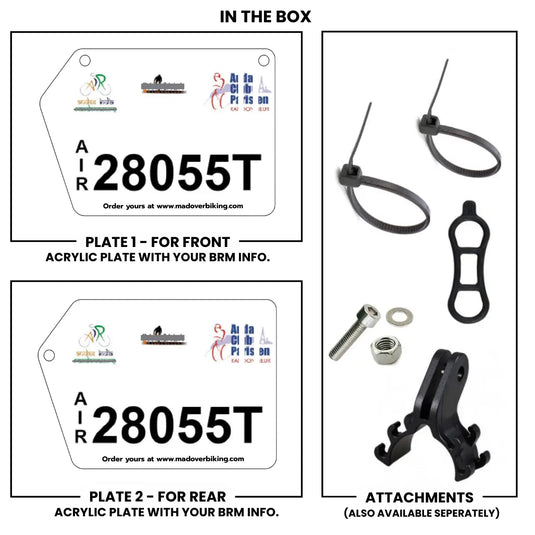 Custom Brevet Bib Plate Set (Front + Rear) – Acrylic - MADOVERBIKING