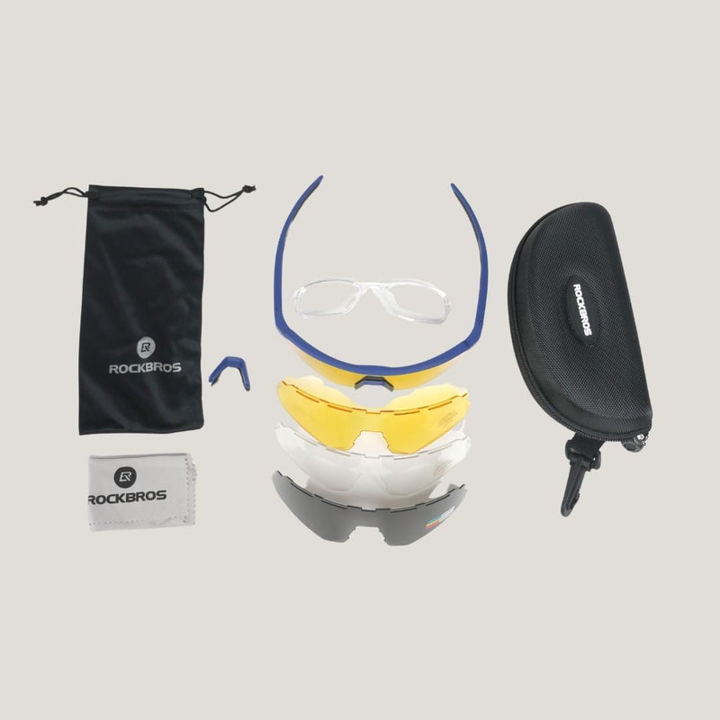 Load image into Gallery viewer, Sunglasses | Polarized Glasses with 4 Interchangeable Lenses &amp; UV400 Protection (Navy) ROCKBROS MADOVERBIKING
