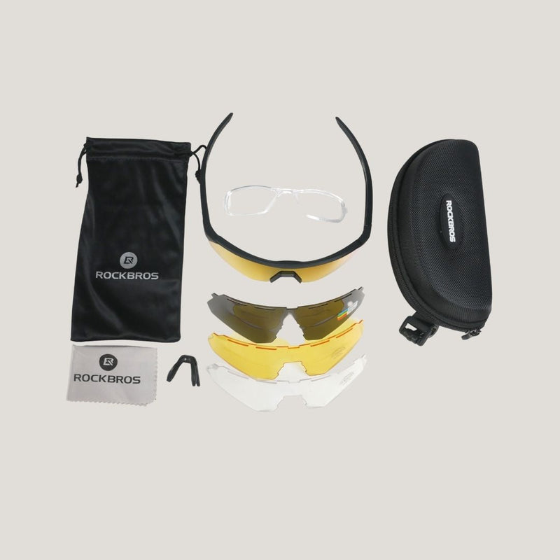 Load image into Gallery viewer, Sunglasses | Polarized Glasses with 4 Interchangeable Lenses &amp; UV400 Protection (Black) ROCKBROS MADOVERBIKING
