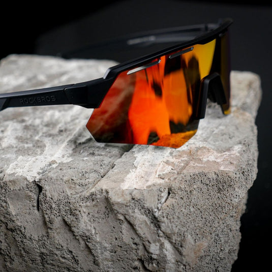 Sunglasses | Polarized Glasses with 4 Interchangeable Lenses & UV400 Protection (Black) ROCKBROS MADOVERBIKING
