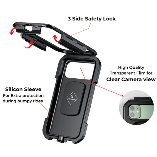 Mobile Phone Holder | M18L-B2 - Waterproof, 360° Rotation, Mirror Mount for Bikes & Scooters - MADOVERBIKING
