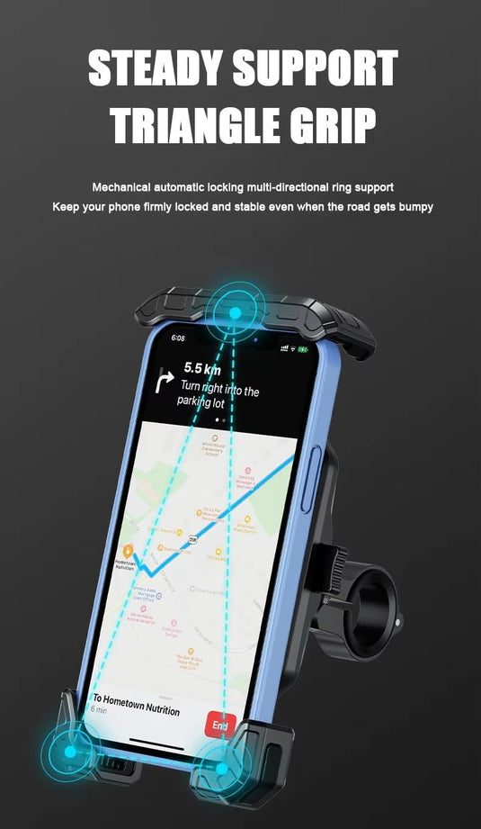 Mobile Phone Holder | JAW GRIP M8S-QR - Anti-Shake, 360 Rotation, Screw-Tight Fit for upto 7" Screens - MADOVERBIKING