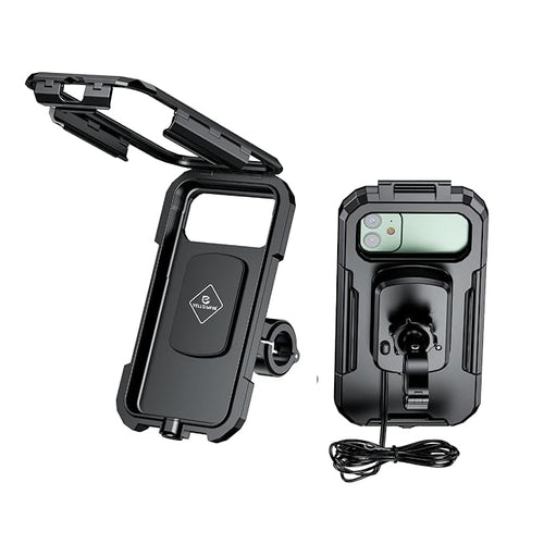Mobile Phone Holder | M18L-A1 - 15W Wireless & Type-C Charging, Waterproof, 360° Rotation, For Bikes & Scooters - MADOVERBIKING