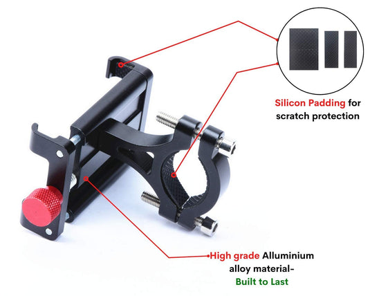 Mobile Phone Holder | CLAW GRIP - Aluminium Alloy, Fits any Handlebar, Supports 4