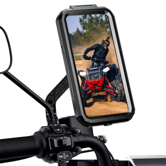 Mobile Phone Holder | M18L-B2 - Waterproof, 360° Rotation, Mirror Mount for Bikes & Scooters - MADOVERBIKING