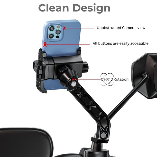 Mobile Phone Holder | JAW GRIP M8S-QR - Anti-Shake, 360 Rotation, Screw-Tight Fit for upto 7" Screens - MADOVERBIKING