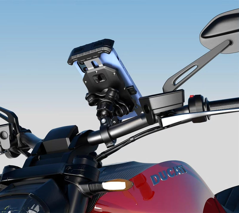 Load image into Gallery viewer, Mobile Phone Holder | JAW GRIP M8S-QR - Anti-Shake, 360 Rotation, Screw-Tight Fit for upto 7&quot; Screens - MADOVERBIKING
