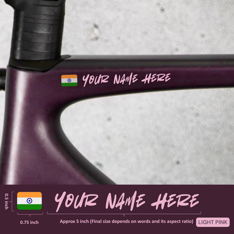 Load image into Gallery viewer, Premium Cyclist Name Sticker Decal with Indian Flag (set of 2)
