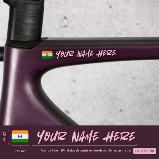 Premium Cyclist Name Sticker Decal with Indian Flag (set of 2)