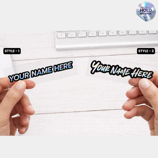 Personalized Holographic Name Vinyl Decal – Cut-to-Text with Black Border