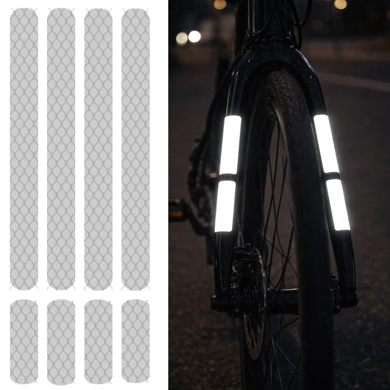 Load image into Gallery viewer, PRE-CUT WHITE REFLECTIVE STICKER STRIPS – BIKE &amp; HELMET SAFETY KIT
