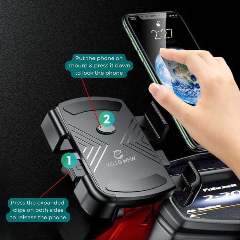 Load image into Gallery viewer, Mobile Phone Holder | JAW GRIP M8S-QR - Anti-Shake, 360 Rotation, Screw-Tight Fit for upto 7&quot; Screens - MADOVERBIKING
