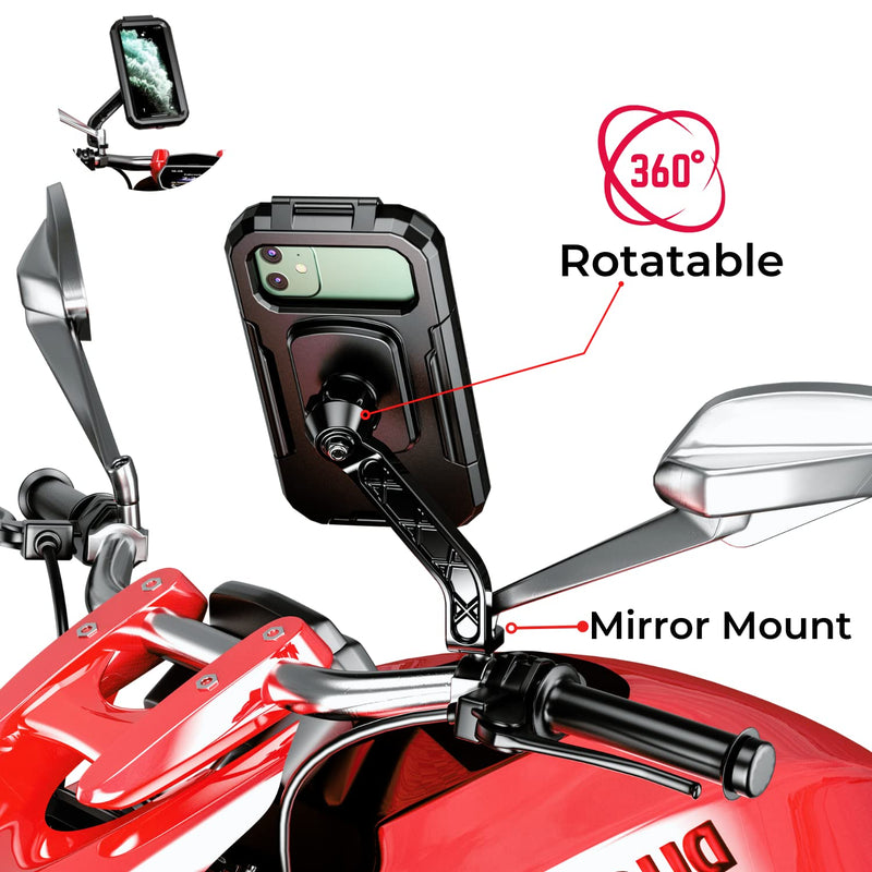 Load image into Gallery viewer, Mobile Phone Holder | M18L-B2 - Waterproof, 360° Rotation, Mirror Mount for Bikes &amp; Scooters - MADOVERBIKING
