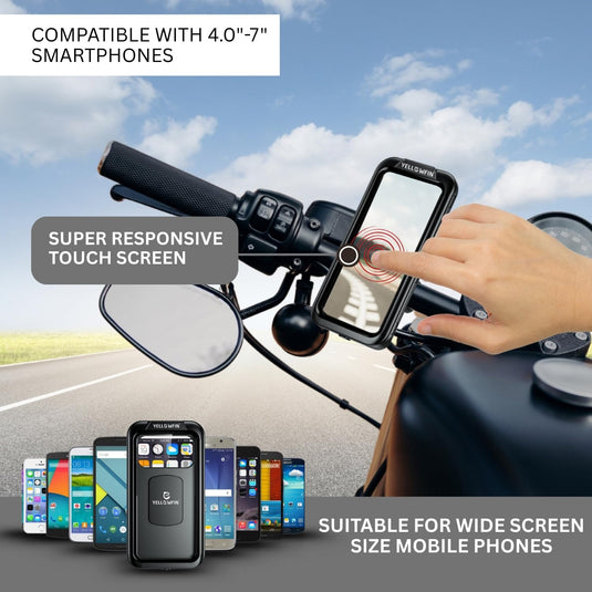Mobile Phone Holder | M18L-B1 - Waterproof, 360° Rotation, Touch Screen Support, Fits any Handlebar - MADOVERBIKING