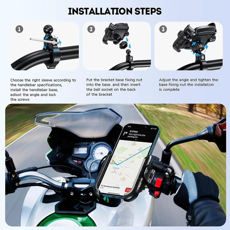Load image into Gallery viewer, Mobile Phone Holder | JAW GRIP M8S-QR - Anti-Shake, 360 Rotation, Screw-Tight Fit for upto 7&quot; Screens - MADOVERBIKING

