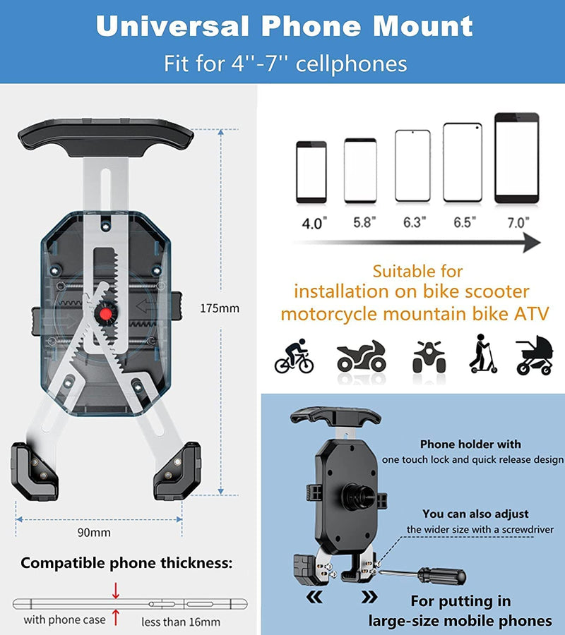 Load image into Gallery viewer, Mobile Phone Holder | JAW GRIP M8S-QR - Anti-Shake, 360 Rotation, Screw-Tight Fit for upto 7&quot; Screens - MADOVERBIKING
