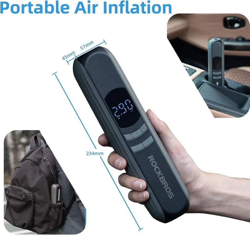 Load image into Gallery viewer, Portable Electric Pump | A10 - 150 psi, Digital Pressure Gauge, 2600 maH Battery ROCKBROS MADOVERBIKING

