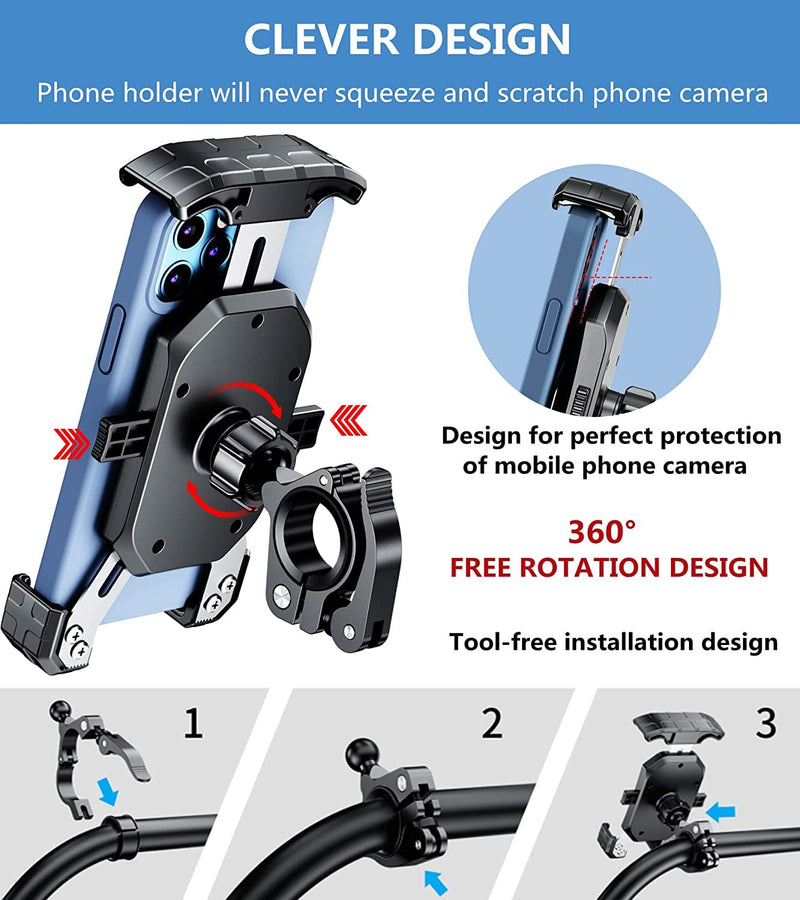 Load image into Gallery viewer, Mobile Phone Holder | JAW GRIP M8S-QR - Anti-Shake, 360 Rotation, Screw-Tight Fit for upto 7&quot; Screens - MADOVERBIKING
