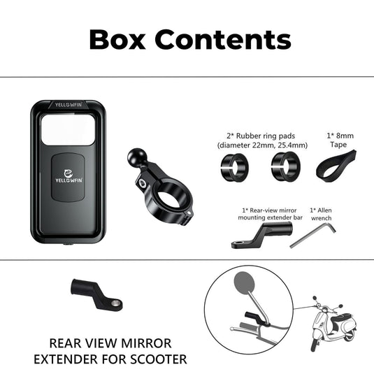 Mobile Phone Holder | M18L-B1 - Waterproof, 360° Rotation, Touch Screen Support, Fits any Handlebar - MADOVERBIKING