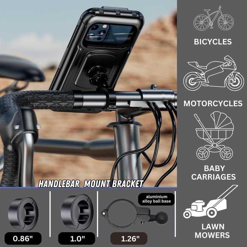 Load image into Gallery viewer, Mobile Phone Holder | M18L-B1 - Waterproof, 360° Rotation, Touch Screen Support, Fits any Handlebar - MADOVERBIKING
