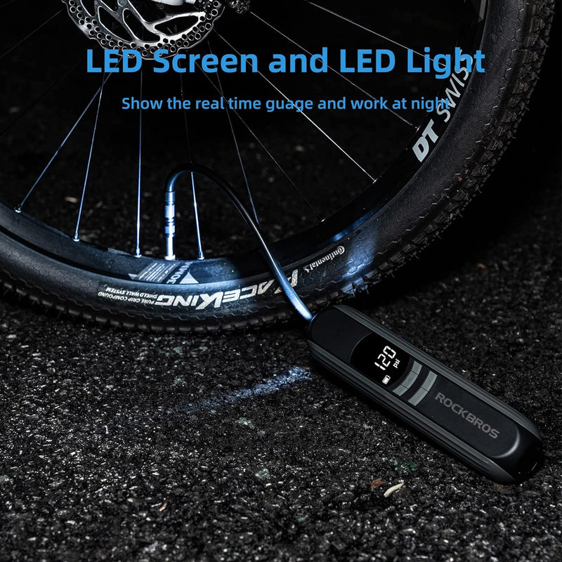 Load image into Gallery viewer, Portable Electric Pump | A10 - 150 psi, Digital Pressure Gauge, 2600 maH Battery ROCKBROS MADOVERBIKING
