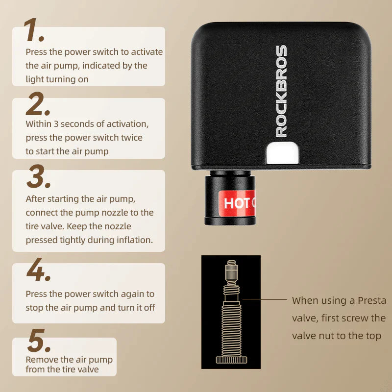 Load image into Gallery viewer, Portable Electric Pump | Type-C Charging, Schrader/Presta Compatible ROCKBROS MADOVERBIKING
