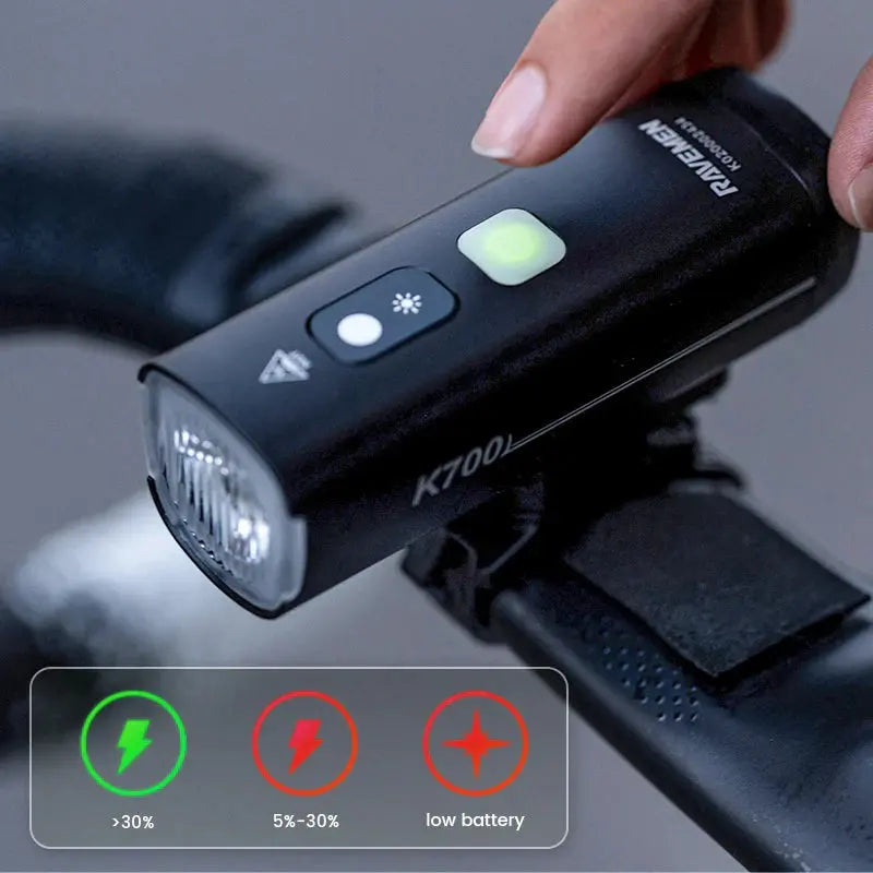 Load image into Gallery viewer, RAVEMEN FRONT LIGHT | K700 - 700 LUMENS, UPTO 28 HR BATTERY RAVEMEN MADOVERBIKING
