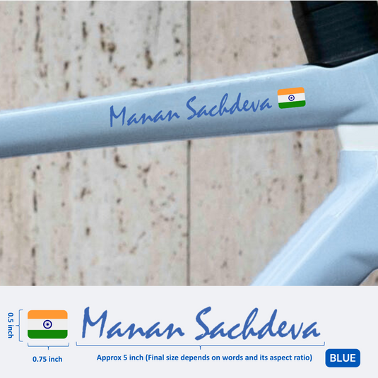 Premium Cyclist Name Sticker Decal with Indian Flag (set of 2) - MADOVERBIKING -  MADOVERBIKING