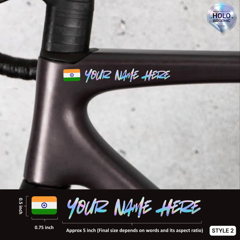 Load image into Gallery viewer, Personalized Holographic Name Vinyl Decal with Indian Flag – Cut-to-Text
