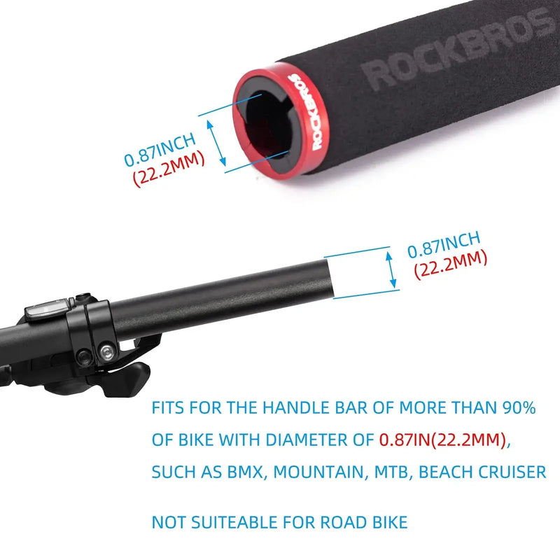 Load image into Gallery viewer, Handlebar Grip for Flat bar (Black with Red Rings) ROCKBROS MADOVERBIKING
