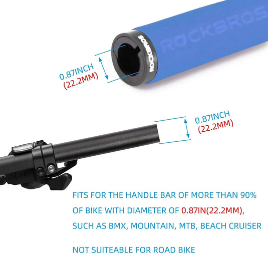 Handlebar Grip for Flat bar (Blue with Black Rings) ROCKBROS MADOVERBIKING
