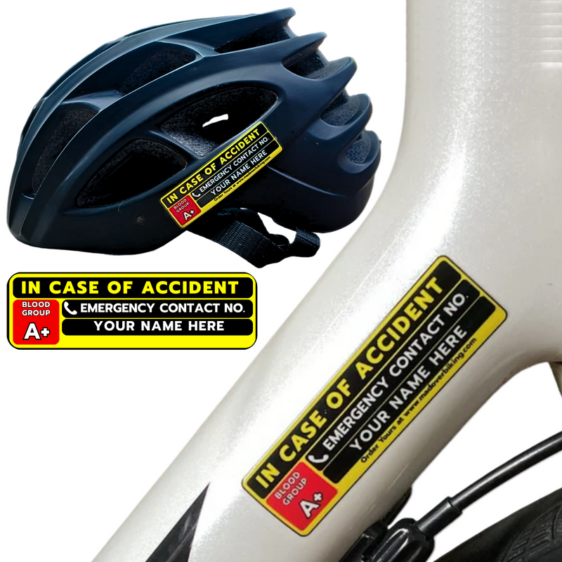 Load image into Gallery viewer, Emergency Information Sticker - Customized with Name, Blood Group &amp; Contact (set of 2)
