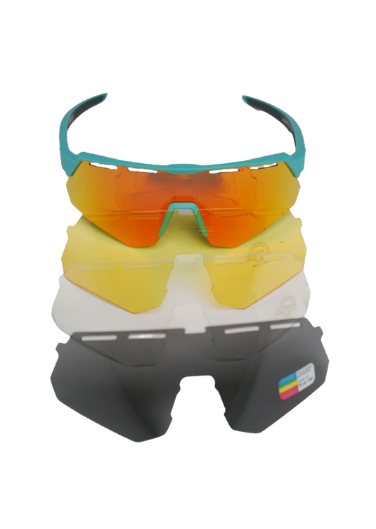 Sunglasses | Polarized Glasses with 4 Interchangeable Lenses & UV400 Protection (Green) ROCKBROS MADOVERBIKING