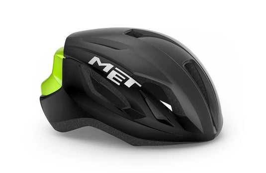 MET Road Cycling Helmet - Strale CE - (Black Fluo Yellow Reflective | Glossy)